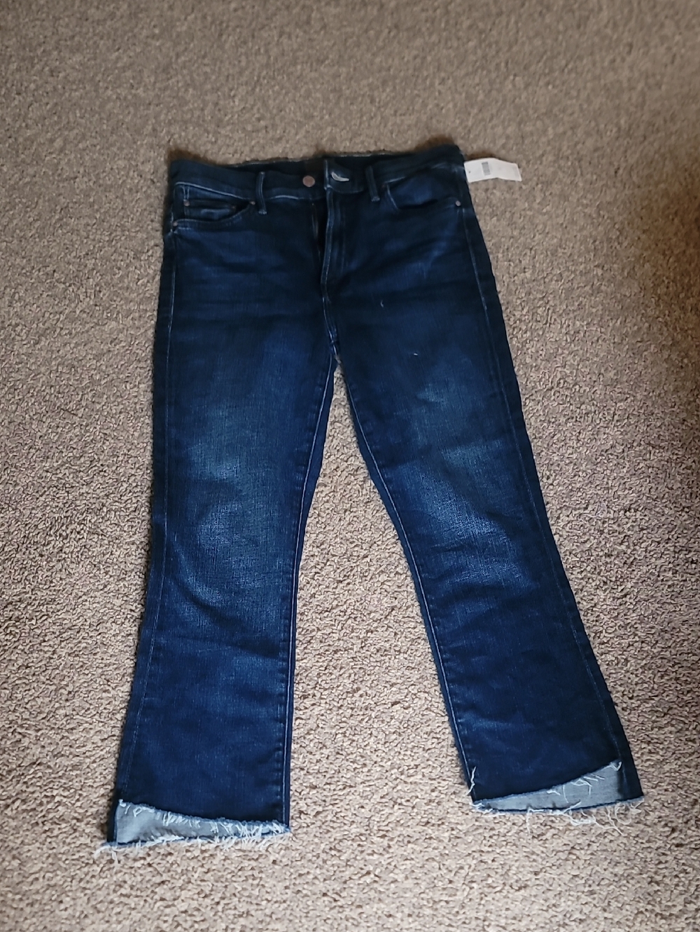 MOTHER Indigo Flare Jeans with Frayed Hem